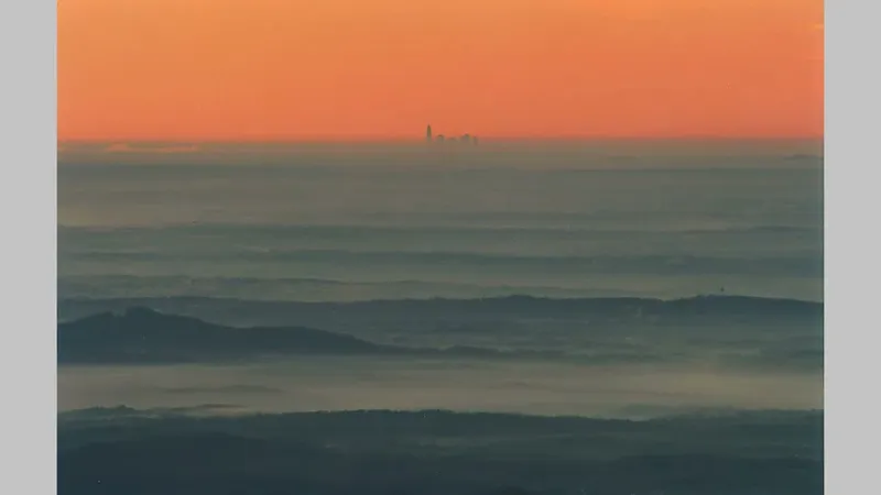Skyline Horizon from a Mountain 130 km Away